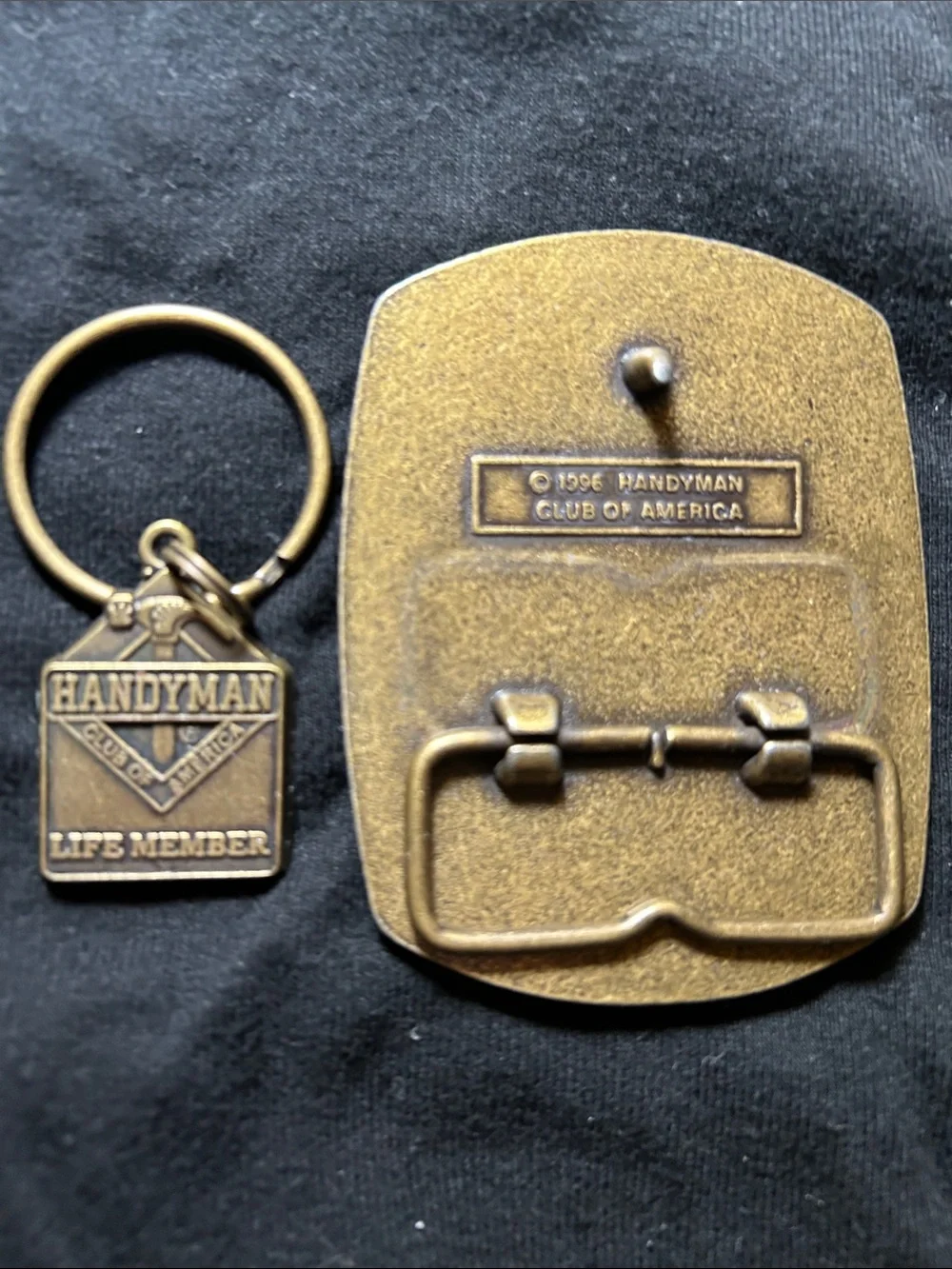 Bronze Handyman ‘Life Member' Belt Buckle and Keychain Set